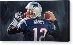 Acrylic Painting of New England Patriot Quarterback, Tom Brady.